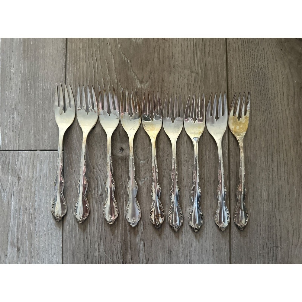 9 PCs CAMELOT‎ MELODY Salad Forks Rogers International Silverplate1964